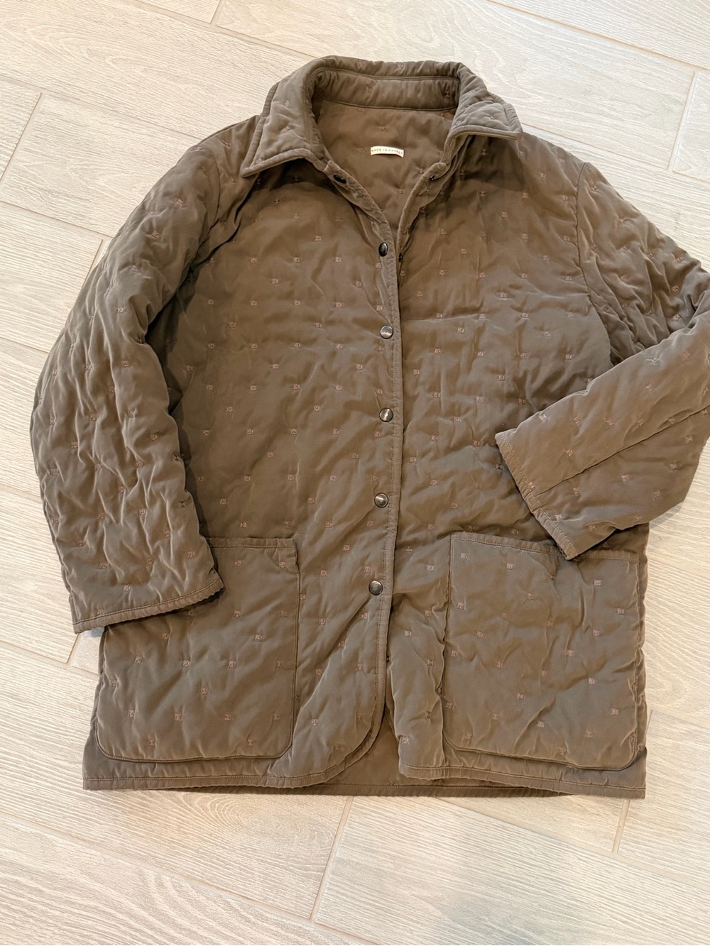 HERMES Vintage Padded Coat w Quilted Details Snap Closure Size 42 GUC